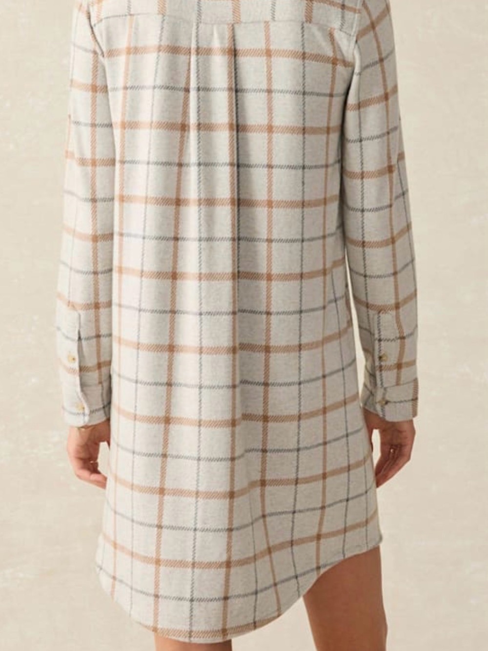 Faherty Legend Sweater Dress in Cream / Grey/Tan windowpane- worn once - Medium - Picture 6 of 11